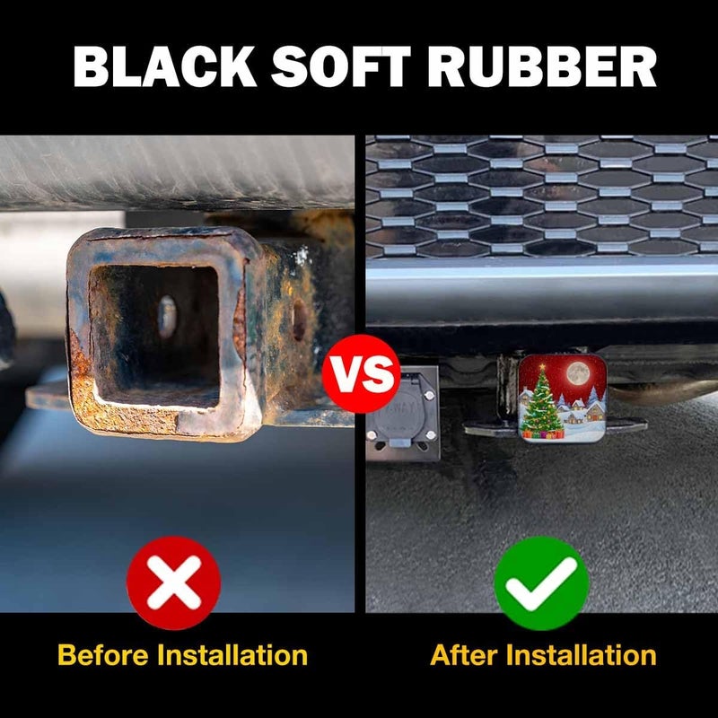 Beabes Trailer Hitch Cover 2 Inch Christmas, Christmas Trees Snowy Winter Heavy-Duty Tow Rear Receivers Plug Covers, 2" Rubber Towing Hitch Cover for Trucks Cars SUVs Sedans, Red - Image 5